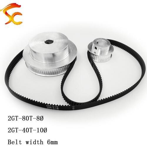 High quality,Timing Belt Pulley GT2 80 teeth 40 tooth Reduction 2:1/1:2 3D printer accessories belt width 6mm,Bore 8&10mm