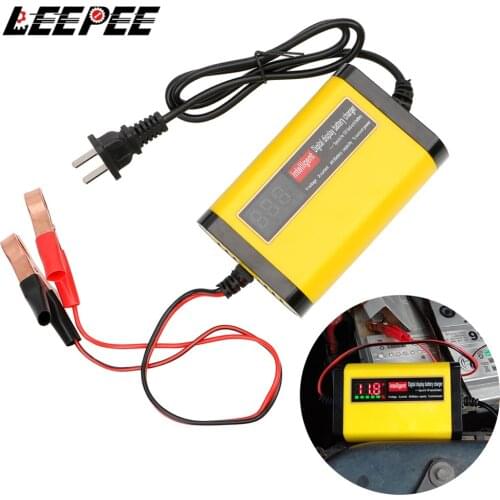 LEEPEE 2A Intelligent Fast Power Charging 3 Stages Lead Acid AGM GEL Battery-chargers Full Automatic Car Battery Charger