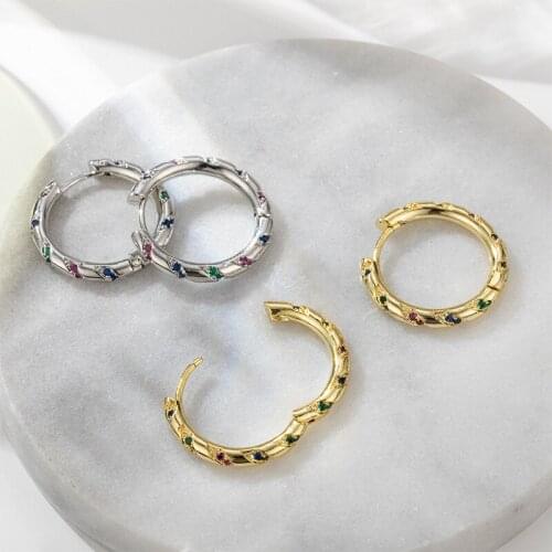 VENTFILLE 925 Sterling Silver Circle Round Hoop Earring for Women Charming CZ Earrings Wedding Party Jewelry