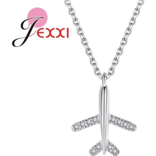 New Fashion Airplane Necklaces For Women 925 Sterling Silver Statement Pendant Necklace Bracelet Birthday Gift