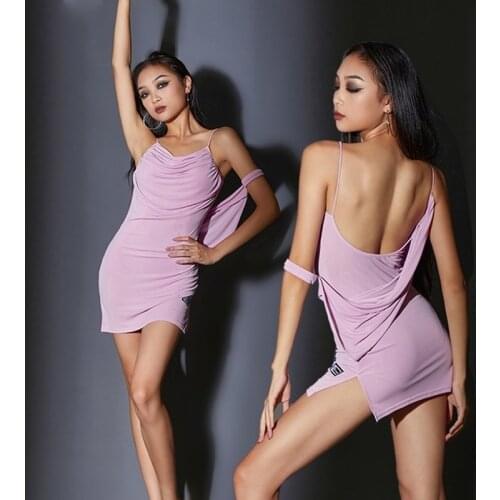 2021 Sexy Backless Dress Latin Dance Performance Dress For Women Ballroom Chacha Tango Latin Dance Costumes Practice Wear DN9299