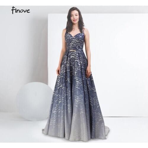 Finove 2020 Prom Dresses Long 2020 Sexy Spaghetti Strap V-neck Backless Vintage Gowns Vestido De Noche Plus Size