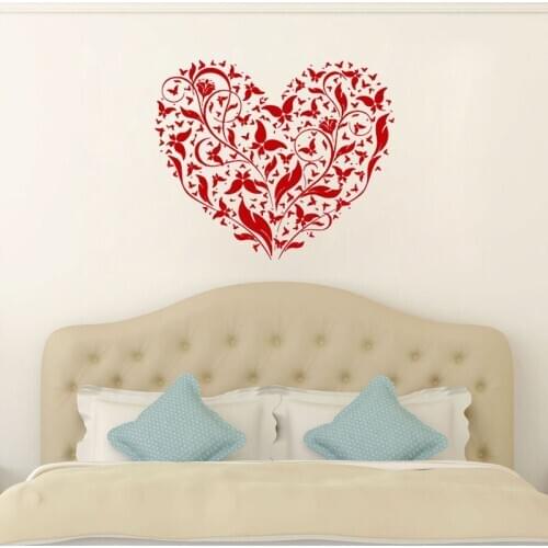 ZOOYOO Flowers And Butterflies Wall Sticker Heart Wall Decals Home Decor Removable Living Room Decoration Stickers For Bedroom