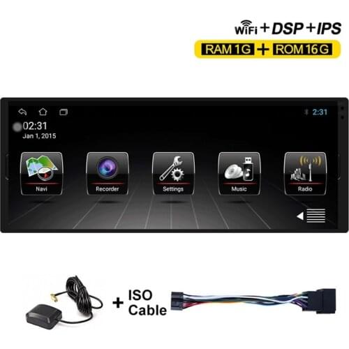 1 Din Android 10.0 Car Android Multimedia Player 6.9 Inch IPS Auto Radio Audio Stereo WIFI GPS MP5 Player with ISO Cable