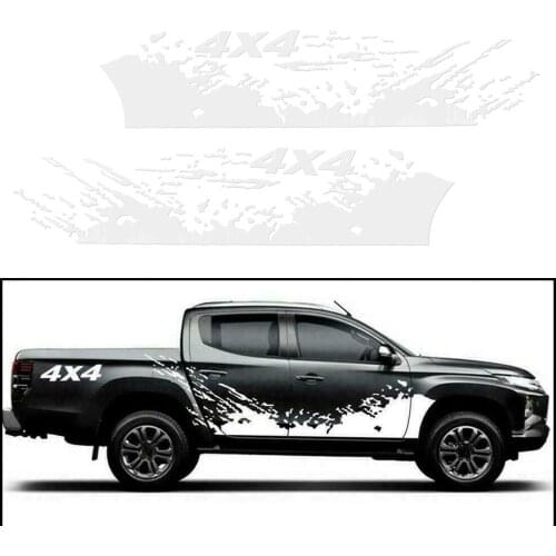 1 Pair White Car Vinyl Exterior Left&Right Side Body Splash Graphic Decoration Sticker Fit for 4X4 Truck Off Road Pickup