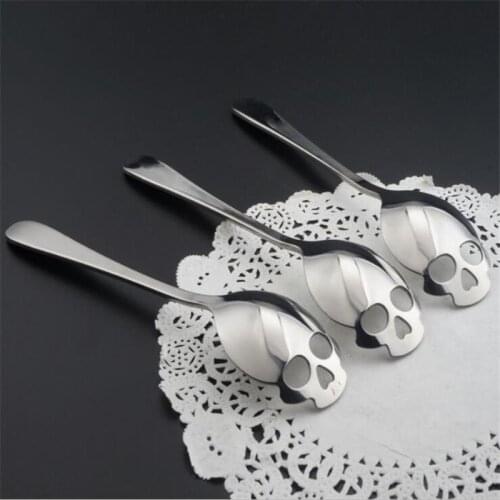 1PCS Skull Spoon Coffee Teaspoon whipped coffee Steel Mixing Dessert Novelty Drink Tableware Kitchen Tools koffielepeltjes