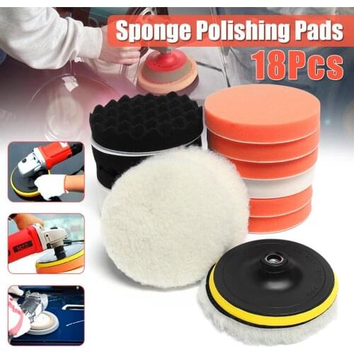 18pcs Car Polishing Foam M14 Thread Wool Buffing Pad Kits With Backing Pad Car Removes Scratches For Auto Car Polishing Buffer