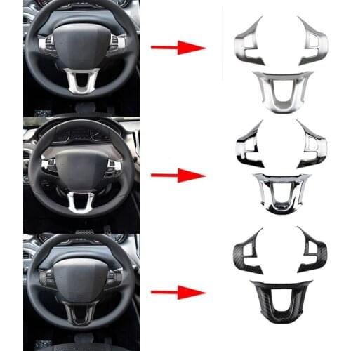 3Pcs/Set Car Steering Wheel Decoration Cover Trim Sticker Fit for Peugeot 2008 208 308 2014-2018