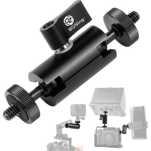 1/4" Tripod Adapter Magic Arm Dual Ball Head Mount Bracket Aluminum Alloy for Monitor Light DV DSLR for DJI Action Cameras