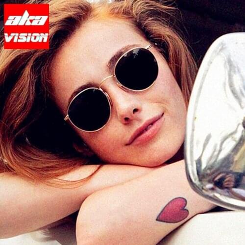 AKA VISION 2021 Small Round Sunglasses Women Brand Designer Eyeglasses Women/Men Luxury Glasses Vintage Metal Oculos Feminino