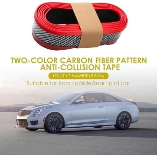 Classic Texture Car Vehicle Accessaries Supplies 2.5m Rubber Car Front Bumper Protector Lip 3D Carbon Fiber Look Auto Body Kit