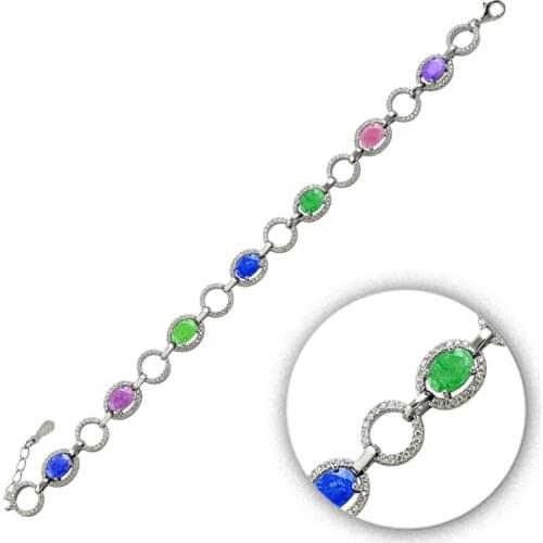 KUTAYDAN 925 Sterling Silver Zircon Stone Bracelet