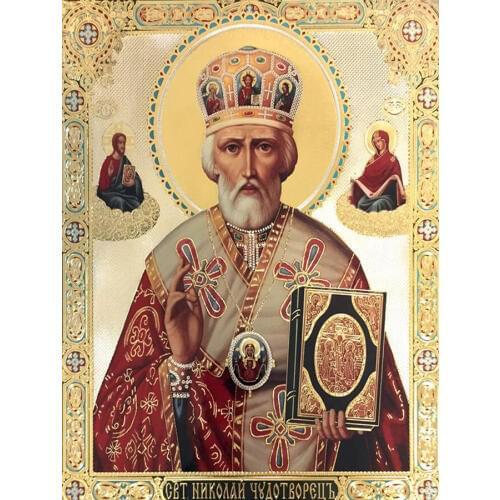 Diy full square round drill saint nicholas diamond painting mosaic embroidery religion 5d cross stitch kits home decor AA2413