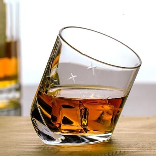 Italian Style Leaning Tower Of Pisa Crystal Whiseddy Whiskey Glass Oblique Engraved Design Scotch Whisky Tumbler Brandy Wine Cup