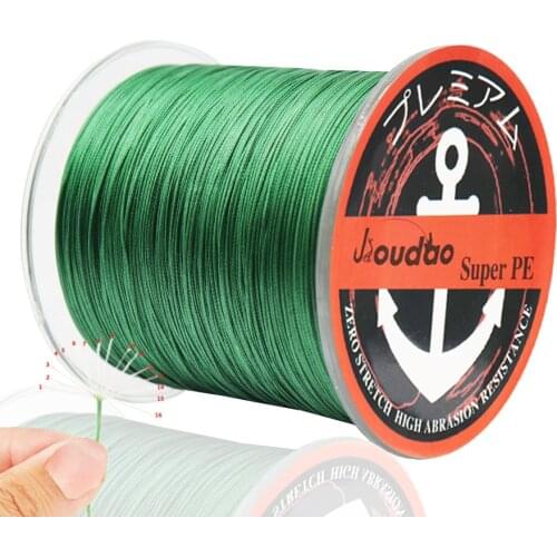 Jioudao 16 Strands 500M Super Strong Braided Wire 55LB-280LB 0.29mm-1.20mm Multifilament PE Fishing Line for Sturgeon Fishing