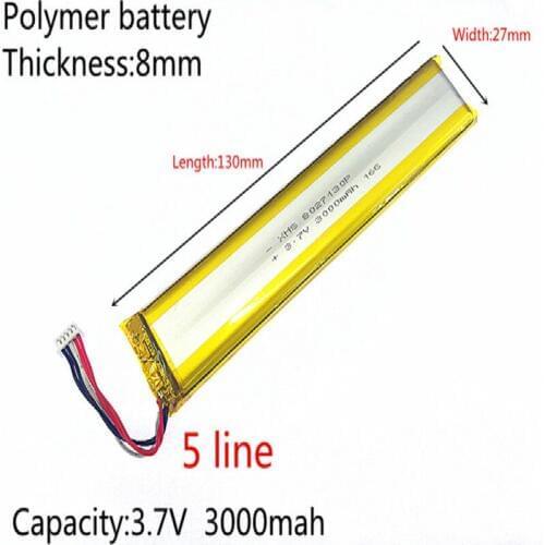 3.7 V lithium polymer battery 3000 mah elongated battery is suitable for the player navigation equipment locator 8027130