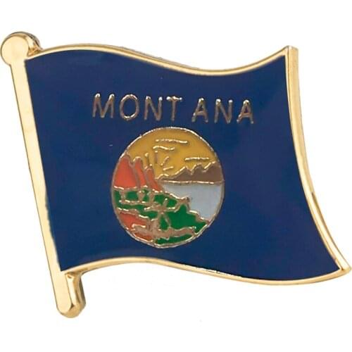 Metal Badge USA American Montana State Flag Icons on the backpack Brooch for Women/Man Clothing 10pcs XY0185
