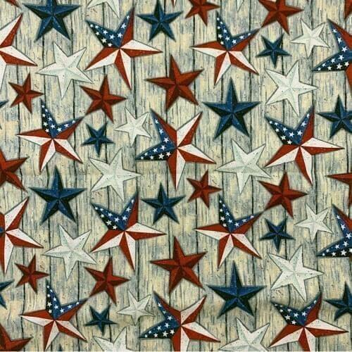 Fashion 100% Cotton Fabric Grey bottom USA Star Pattern Digital Print Fabric Sewing Material Diy Home Patchwork Dress Clothing