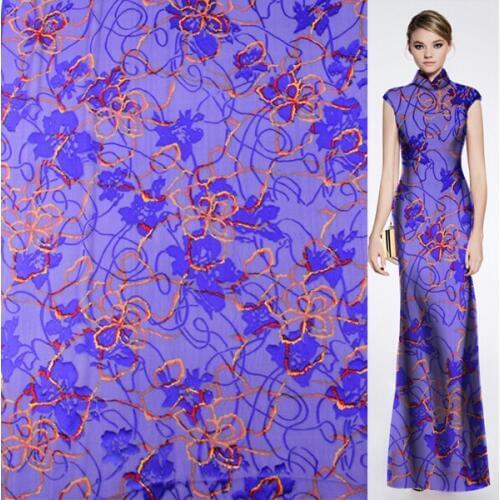 Fashion stripe design abstract floral pattern Silk burnt-out silk fabric,SBO056