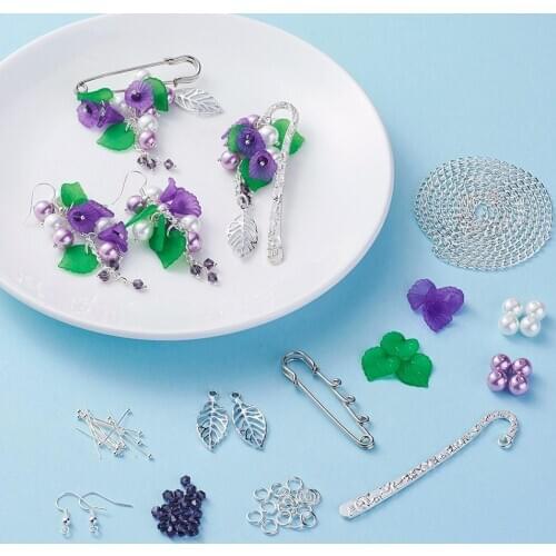 Pandahall Jewelry Making Kit DIY ccessories with Acrylic Beads and Pendants Cat Eye Beads Bracelet Making Metal Findings