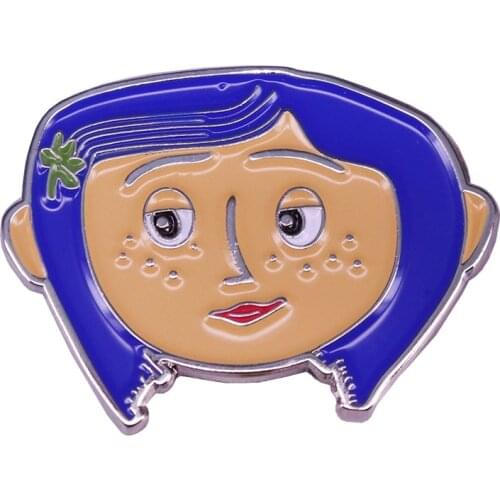 Coraline doll lapel pin creepy animation movie fans gift