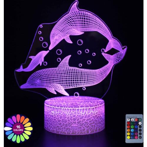Acrylic Table Lamp 3D Dolphin And Whale For Home Room Decor Colorful LED Lights Kid Child Creative Gift Night Light