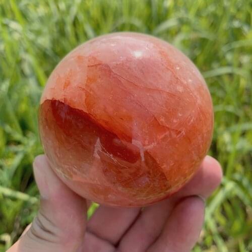 Natural Crystals Red Fire Quartz Sphere Energy Ball Reiki Stones Room Home Office Aquarium Decoration Accessories Gemstone