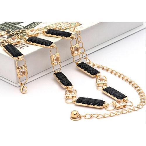 Belt Newly Design Women Lady Fashion Crystal Diamonds Metal Gold Chain Belt For Party Jewelry Dress Waist Strap