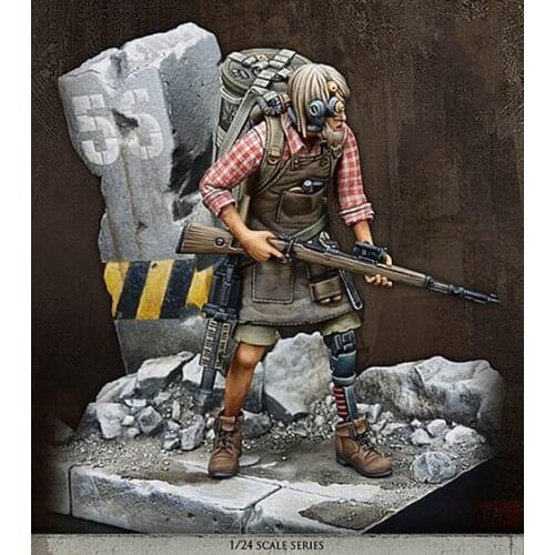 New Unassembled 1/24 75mm PATH FINDER with animal Figures Resin Kit DIY Toys Unpainted kits