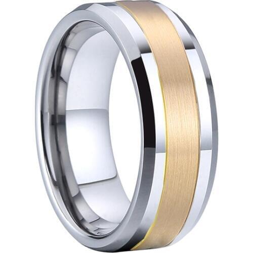 Designer real 14k gold inlay tungsten rings alliance love custom jewelry rings for men