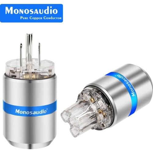 Monosaudio M107R/F107R High Clear Red Copper Rhodium Plated US Power Cord American Connector For Audio Video Plug