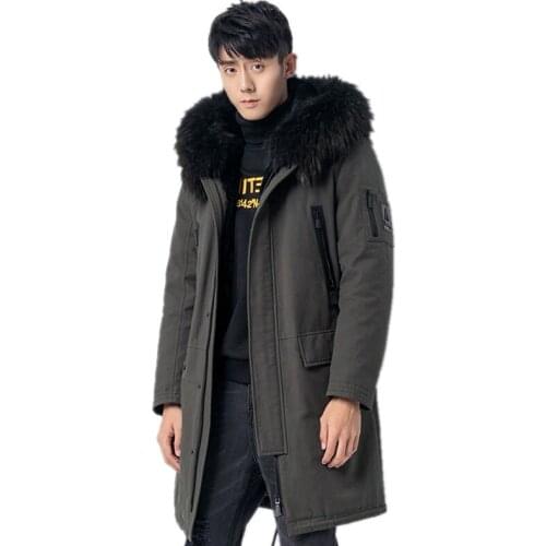 Real Fur Coat Natural Mink Fur Liner Warm Parka Mens Winter Jacket Raccoon Fur Collar Long Coats Plus Size Z1818800 MY1839