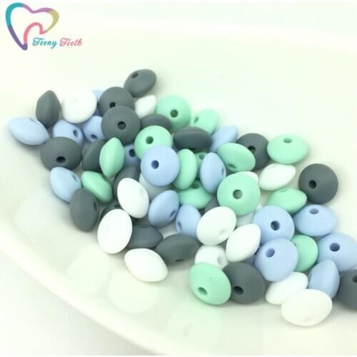 Teeny Teeth 50 PCS Lentils Silicone Beads Food Grade Infant Teething Chew Abacus Beads Baby DIY Pacifier Chain Toy Accessories