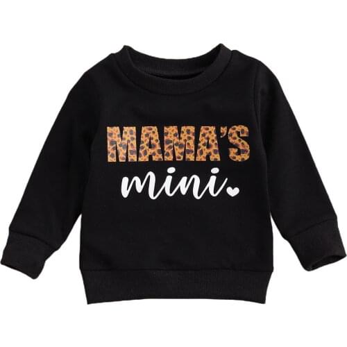 Toddler Kids Baby Boy Girl Sweatshirt Spring Autumn Clothes Leopard Letter Print O-Neck Long-Sleeves Pullover Tops for Baby 0-3Y