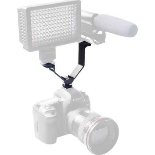 Ableto 10.5cm Triple Shoe V-Bracket V-Shape Wide 3 Hot Cold Shoe Bracket for Flash Speedlite Micophone Led Light