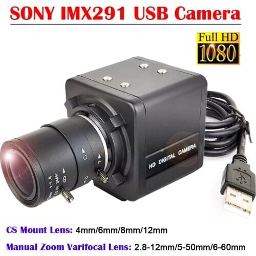 Sony IMX291 USB Webcam 5-50mm 2.8-12mm Varifocal Lens 2Megapixel High Speed UVC HD 1080P Industrial USB Camera for Laptop PC