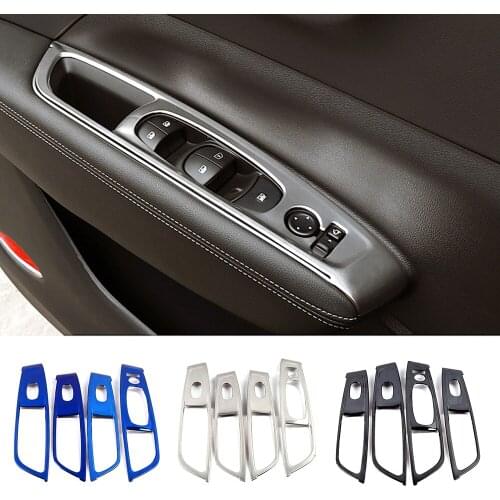 For Renault Koleos 2017-2020 LHD Inner Door Armrest Window Lift Switch Button Panel Cover Trim Stainless Steel For Samsung QM6