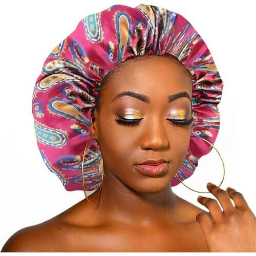 6 Styles Shower Satin Sleep Cap for Women Ladies Beauty Printed Satin Silk Bonnet Sleeping Head Cover Soft Hat