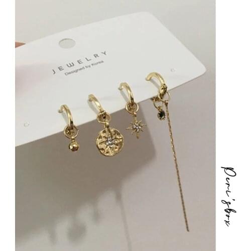 PerisBox Multi Sets Cute Planet Tiny Stud Earrings for Women Rhinestone Colorful Geometric Earrings Eight-pointed Star Earrings