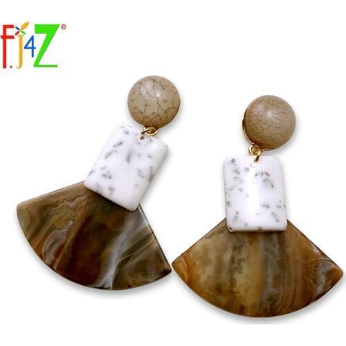 F.J4Z New Trending Geometric Earrings Fashion Simple Fan Shape Women Cocktail Earrings Jewelry Bijoux E3781