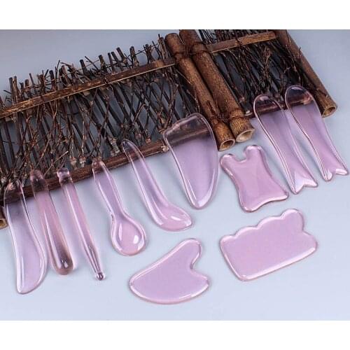 Rose Quartz Jade Guasha Board Natural Stone Scraper Chinese Gua Sha Tools Neck Body Acupuncture Spa Acupuncture Scraper Therapy