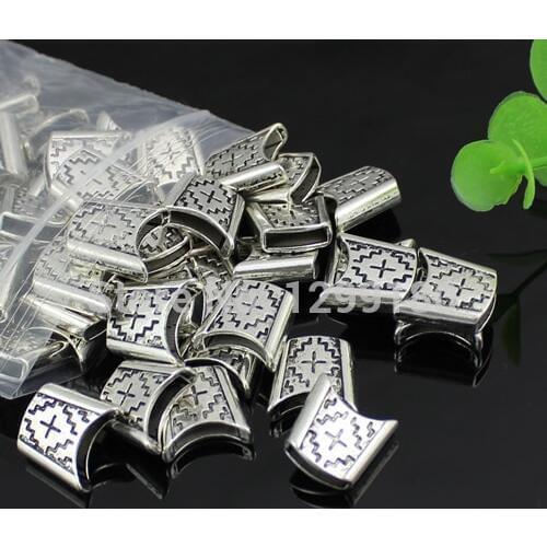 10pcs Antique Silver Slider Spacers Beads For Leather Cord Bracelets Findings DIY Making Accessories Hole: approx 10.5x2.5mm