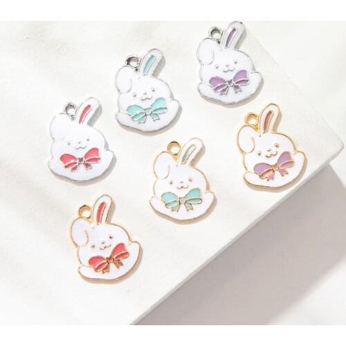 10Pcs Enamel Blue Rabbit Charms Pendant for Jewerly DIY Making Bracelet Women Earrings Necklace Accessories Findings Craft