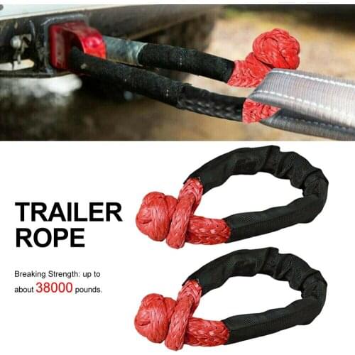2pcs 38000lbs Synthetic Soft Shackle Trailer Pull Rope Towing Recovery Straps For Car Flexible Car Capstan Cord ATV UTV SUV