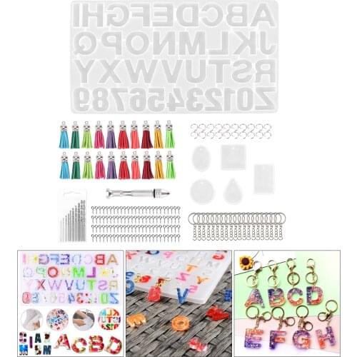 Alphabet Silicone Mould Keychain Casting Molds Kit Tools DIY Jewelry Crafts