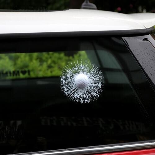 Car 3D Sticker White Golf Ball Football Basketball Baseball Windshield Window Glass Sticker Hit Tennis O6W5