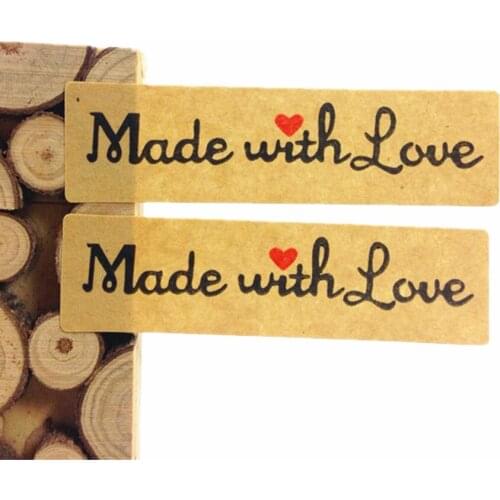 Free shipping1000 Pcs/lot Vintage Made With Love Kraft Rectangular Leather Decorative Stationery Stickers DIY Diary Album