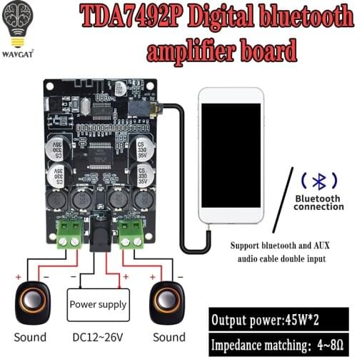 VHM-307 TDA7492P Bluetooth 4.0 Receiver Amplifier Audio Board 50W*2 Speakers Modified Music Mini Amplifiers Diy Dual channel