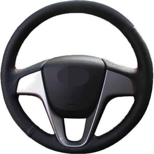 Car Steering Wheel Cover Black Artificial Leather For Hyundai Solaris (RU) 2010-2016 Verna 2010-2016 i20 2009-2015 Accent