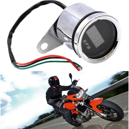 2 in 1 12V DC Motorcycle LED Digital Voltmeter Tachometer Gauge Metal Odometer Speedometer painel moto accesorios